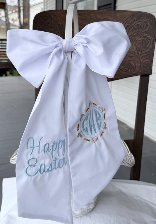 Personalized Easter Basket Sash | Monogram Easter Bow | Custom Embroidered Easter Basket Ribbon | Easter Gift for Kids | Easter Basket Decor