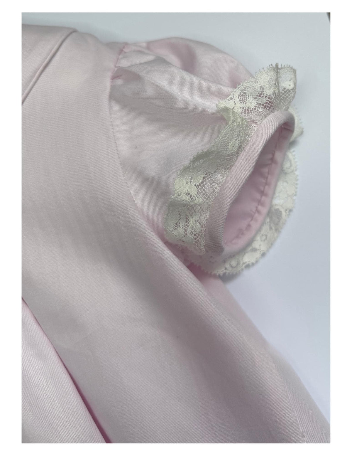 Pink Hand Smocked Dress Lace Trim
