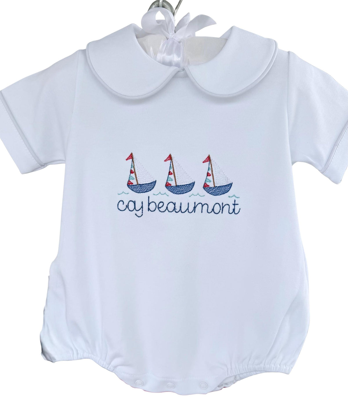 Personalized Sailboat Bubble Romper – Baby Boy Cotton