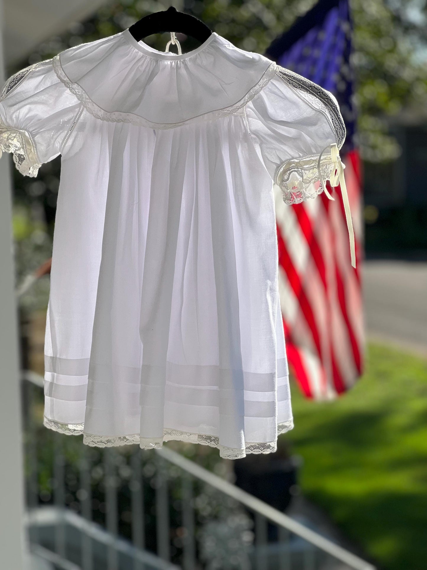 Heirloom Bishop Flower Girl Dress, Imperial Batiste & Lace