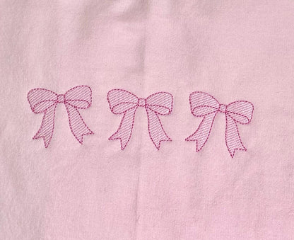 Pink Embroidered Bow Sweatshirt