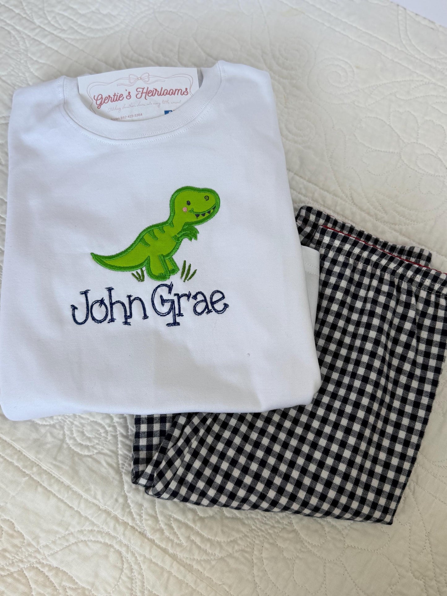 Personalized Boys Long Sleeve Dinosaur Shirt