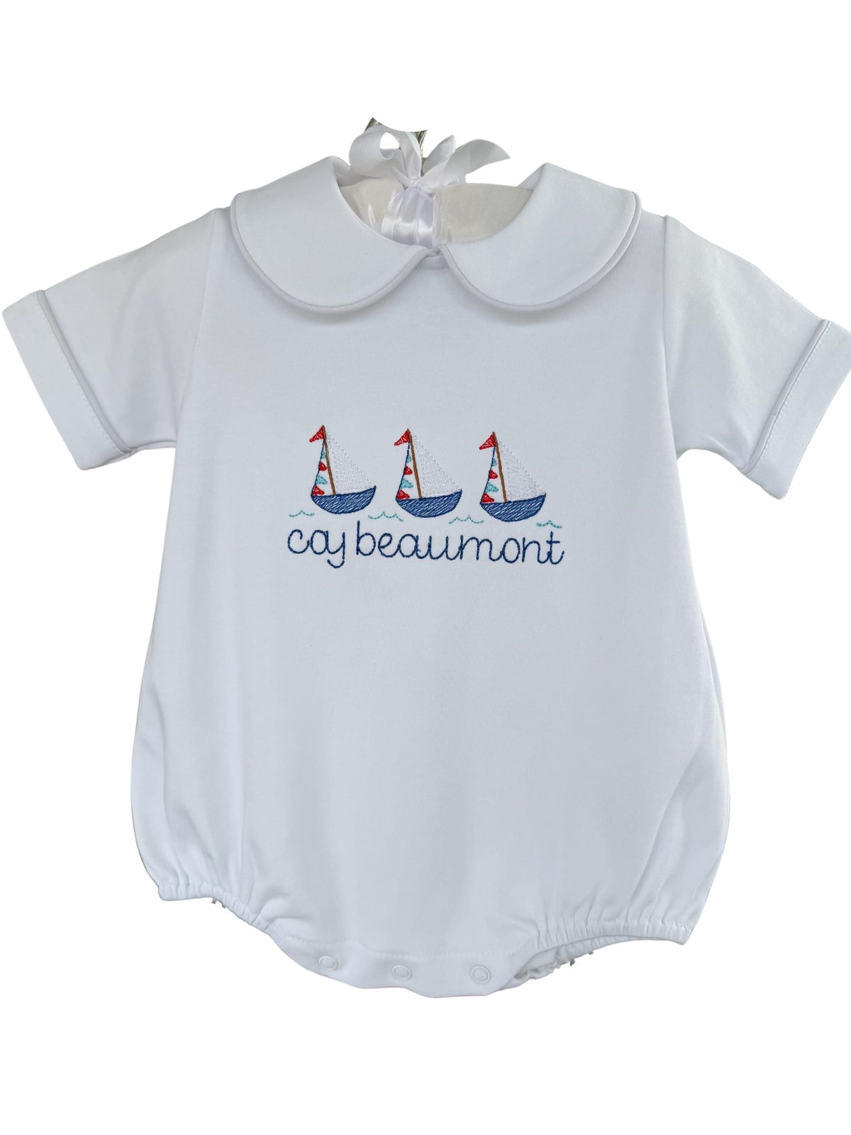 Personalized Sailboat Bubble Romper – Baby Boy Cotton