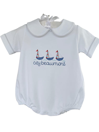 Personalized Sailboat Bubble Romper – Baby Boy Cotton