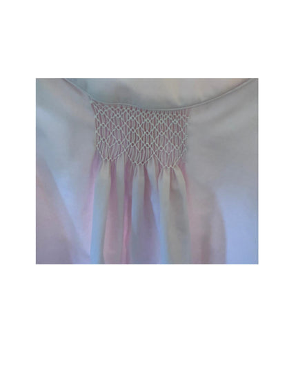Pink Hand Smocked Dress Lace Trim