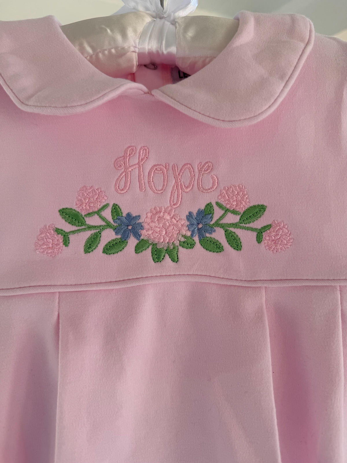 Short Sleeve Scalloped Collar Bubble - Pink Personalized Floral Design