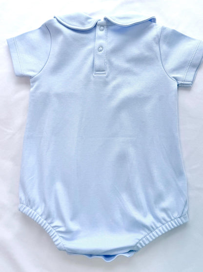 Boys Cotton Bubble Romper – Light Blue Ducks, Personalized