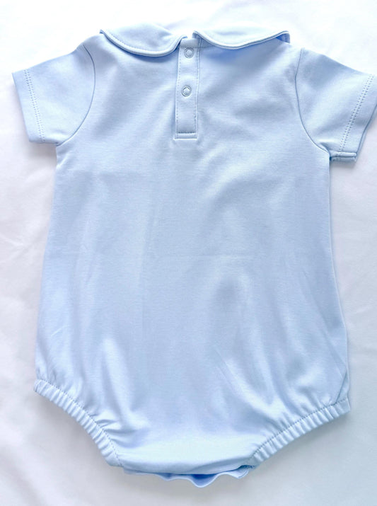 Duck Embroidery - Baby Boy Romper with Peter Pan Collar