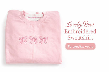 Pink Embroidered Bow Sweatshirt