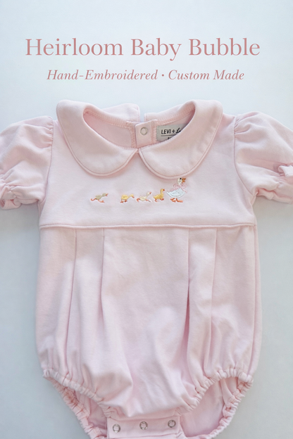 Girls Short Sleeve Collared Bubble- Pink with Ducks