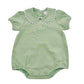 Baby Girl Cotton Bubble Romper with Puff Sleeves and Peter Pan Collar - Custom Embroidery - Green