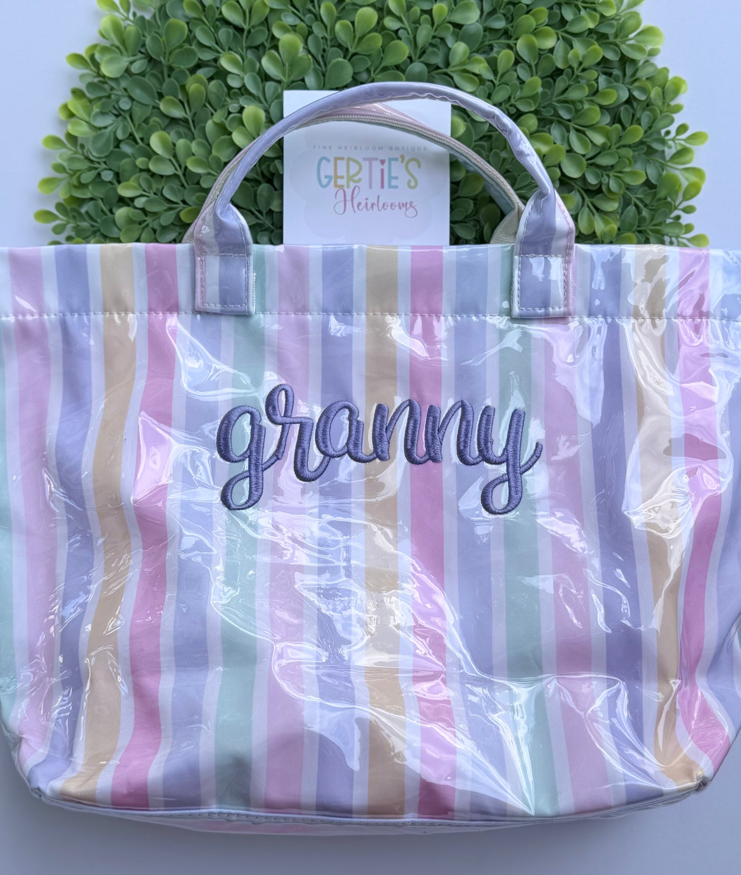 Personalized plastic Coated Stripped Tote Bag