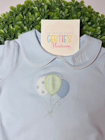 Personalized Boys Balloon Bubble with Peter Pan Collar