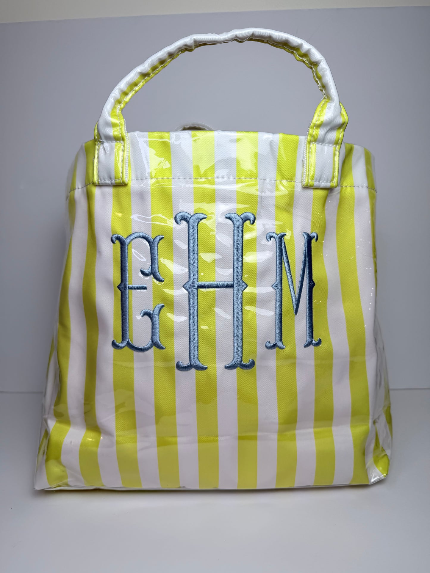 Personalized plastic Coated Stripped Tote Bag