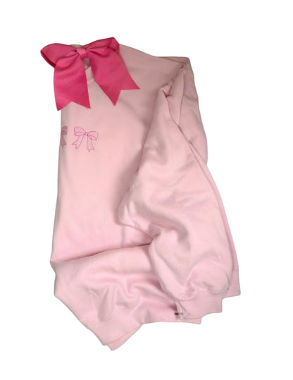 Pink Embroidered Bow Sweatshirt