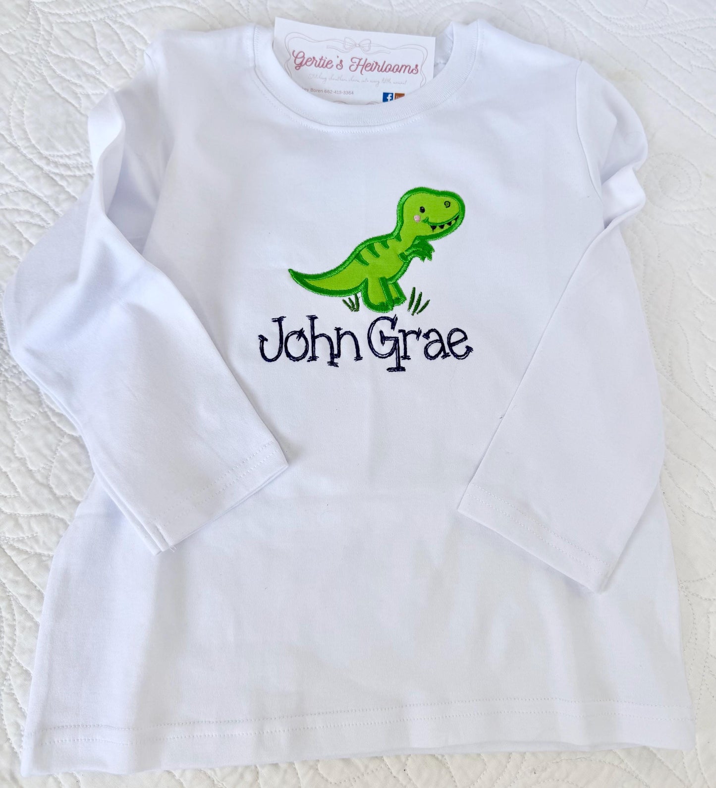 Personalized Boys Long Sleeve Dinosaur Shirt