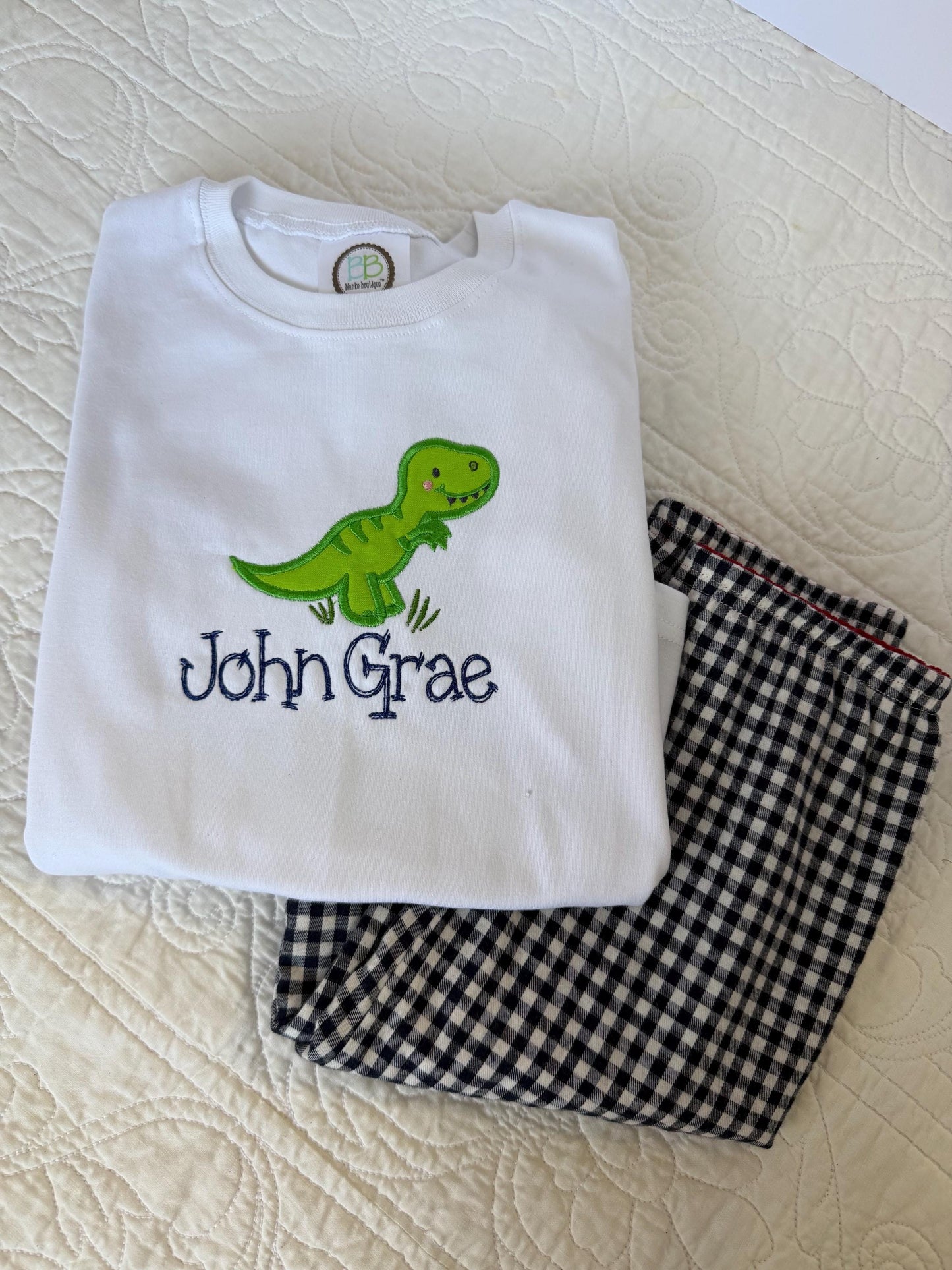 Personalized Boys Long Sleeve Dinosaur Shirt