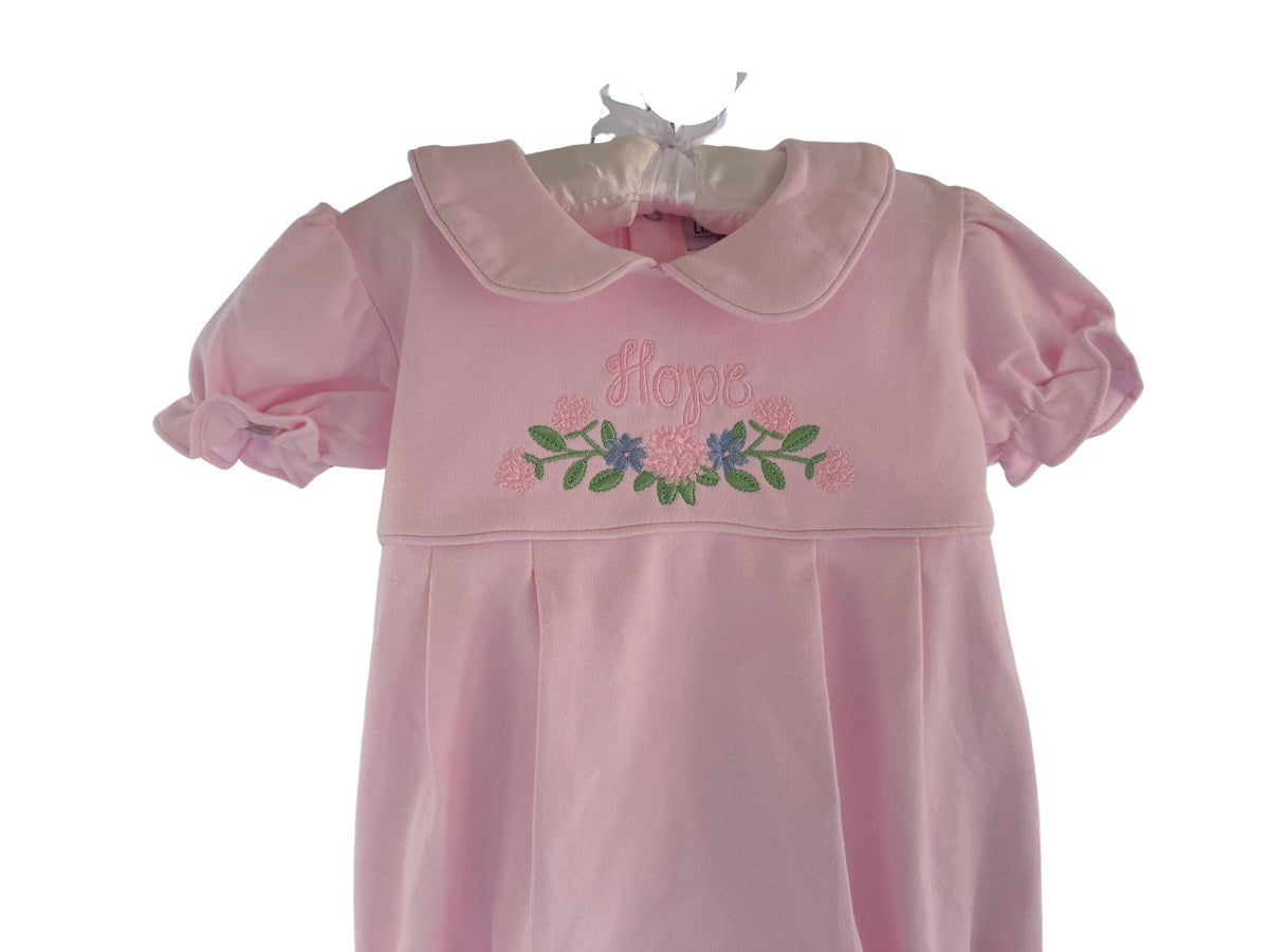 Short Sleeve Scalloped Collar Bubble - Pink Personalized Floral Design