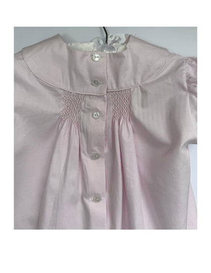 Pink Hand Smocked Dress Lace Trim