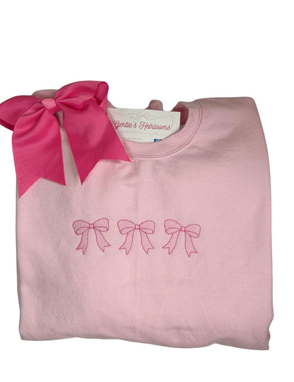 Pink Embroidered Bow Sweatshirt