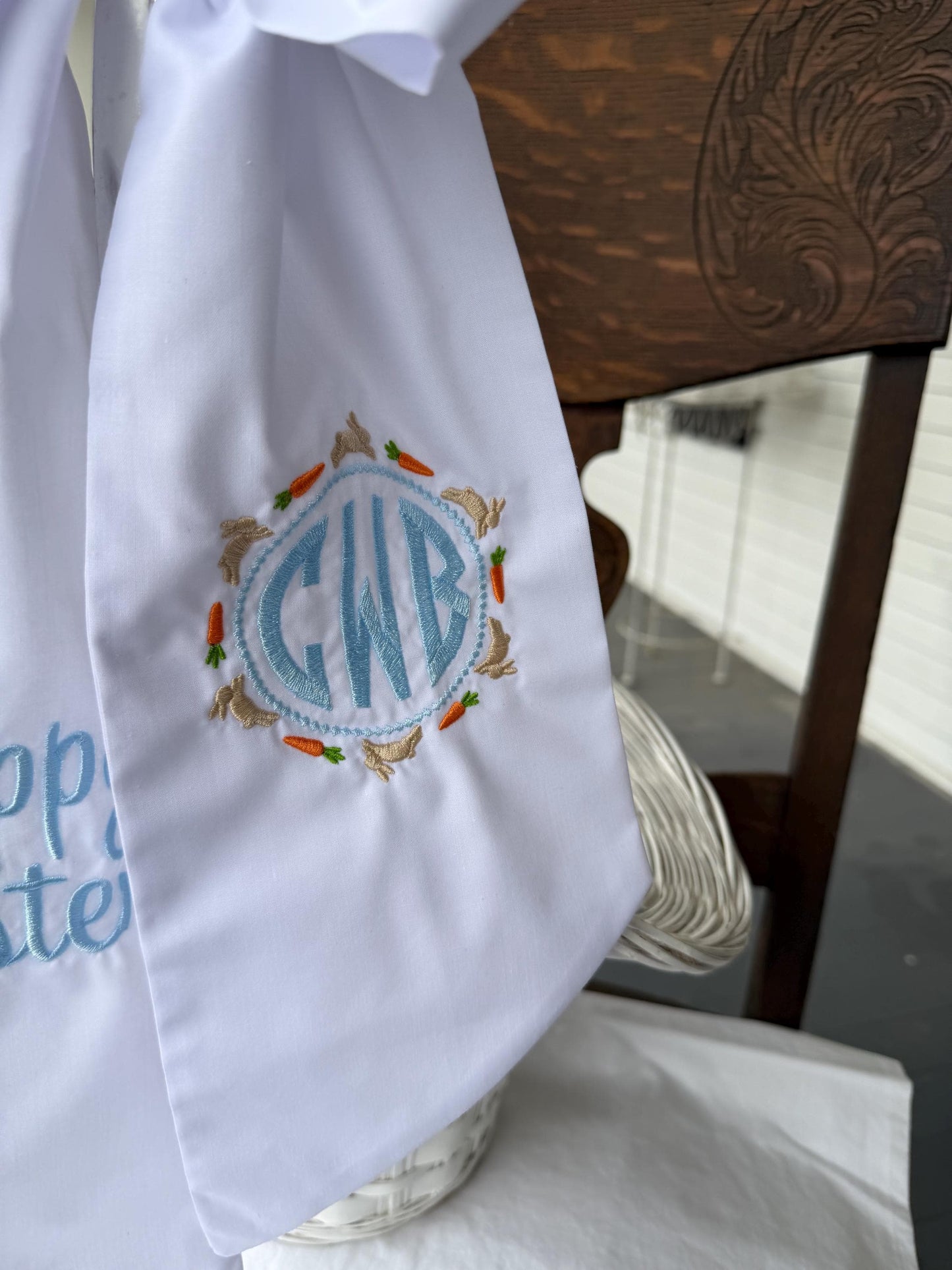 Personalized Easter Basket Sash | Monogram Easter Bow | Custom Embroidered Easter Basket Ribbon | Easter Gift for Kids | Easter Basket Decor