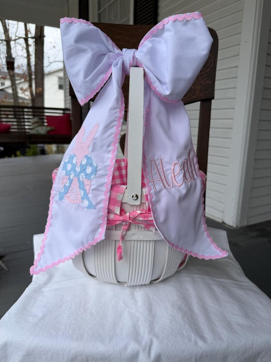 Personalized Easter Basket Sash | Monogram Easter Bow | Custom Embroidered Easter Basket Ribbon | Easter Gift for Kids | Easter Basket Decor